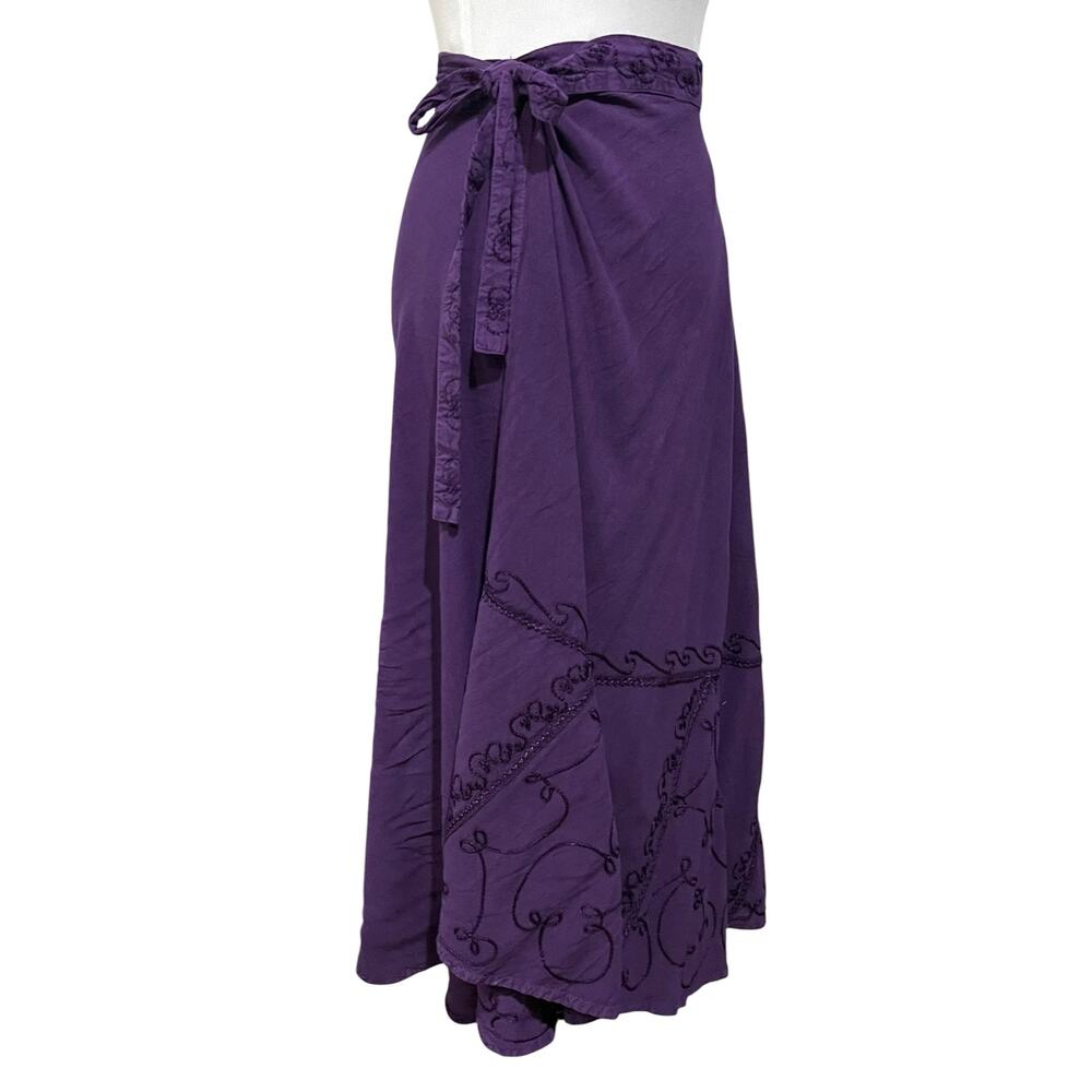 Just Cruising Purple Maxi Skirt Wrap Bohemian Embroidered Long Free Size - Picture 2 of 6